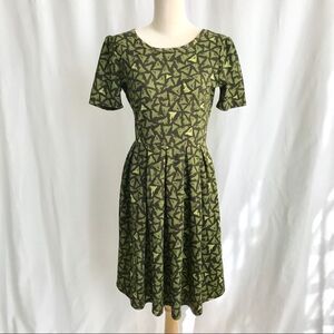 LulaRoe Green Patterned Simply Comfortable Dress S